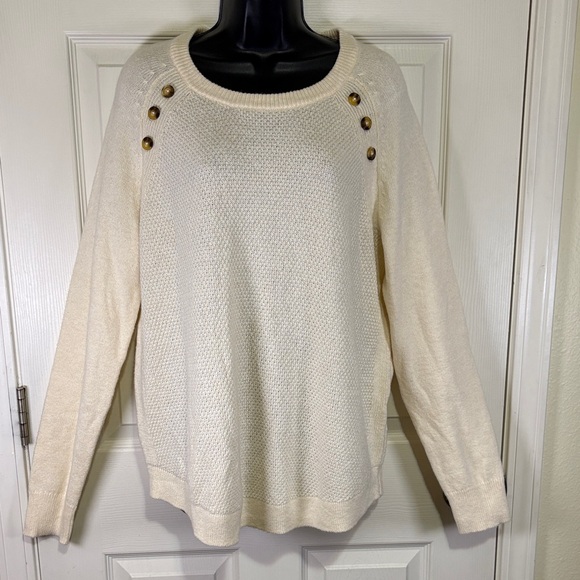 Market & Spruce Sweaters - NWT Market & Spruce Women’s Cream Sweater with Button Details Sz. XL